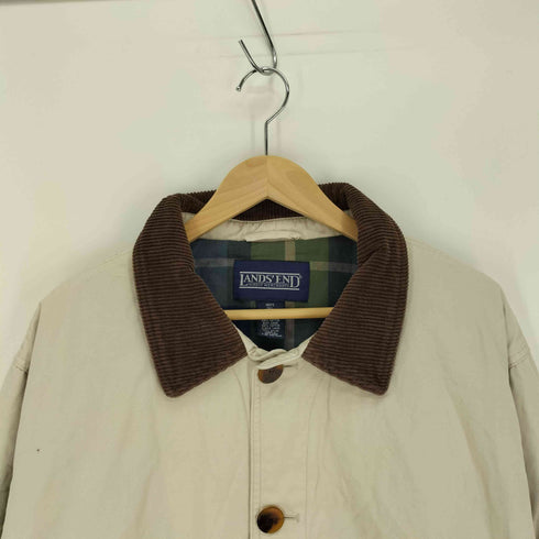 ランズエンド LANDS END 90S 裏地 チェック 襟 コーデュロイ ハンティング カバーオール ジャケット メンズ import:L
